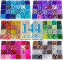 XSEINO About 7200PCS 6mm Glass Beads Bracelet Making Kit,144 Assorted Colors Crystal Glass Beads for Bracelet and… — 1
