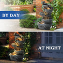Dephet 5-Tiers Cascading Rock Water Fountain Outdoor, Waterfalls Fountains
