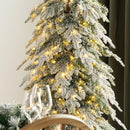 Glitzhome 7.5ft Prelit Christmas Tree, Artificial Christmas Tree with 350 Warm White Lights, Flocked Pencil Christmas Trees Chicago Frostwood Spruce with 1,211 PE&PVC Branch Tips,Sturdy Metal Stand — 8