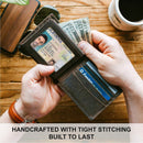 Top Grain Leather Wallet for Men | RFID Blocking | Extra Capacity Bifold Wallet with 2 ID Windows | Ultra Strong Stitching | Slim Billfold with 8 Card Slots | Gift for Him — 3