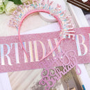 KICOSY Birthday Baddie Sash and Headband Set with Pink Glittery Cake Topper — 4