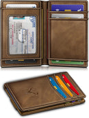 BULLIANT Magnetic Slim Leather Pocket Wallet Money Clip For Men 12Cards - Alaska Leather - Tiger Eye — 2