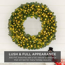 Best Choice Products 36in Large Artificial Pre-Lit Fir Christmas Wreath Holiday Accent Decoration w/ 150 LED Lights, 300 PVC Tips — 7