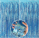 Tinsel Foil Fringe Curtains Wavy Backdrop for Parties Sparkle Metallic Wavy Foil Fringe Backdrop Curtain for Party Decorations Photo Booth Props for Birthday Graduation Wedding | Light Blue | 2 Pack — 1