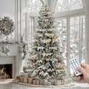 YITAHOME 7.5ft Prelit Natural Layered Flocked Christmas Tree with Remote — 1