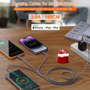 Long Multi Charging Cable 6ft 2Pack,3 in 1 USB Multiple MFi Charger cord 3