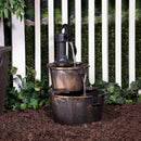 Alpine Corporation 27" Tall Rustic Outdoor 2-Tier Barrel Pump Water Fountain…