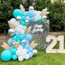 RUBFAC 135pcs Teal Blue Balloons Different Sizes 18 12 10 5 Inch Turquoise Teal Latex Balloon Garland Arch for Birthday Wedding Engagements Anniversary Baby Shower Party Decoration — 8