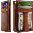 BULLIANT Magnetic Slim Leather Pocket Wallet Money Clip For Men 12Cards - Alaska Leather - Brick Brown — 1