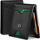 GSOIAX Slim Wallet for Men Rfid Blocking Leather Bifold Front Pocket Carbon Fiber Men's Money Clips Credit Card Holder With Gift Box (Black)