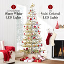 Best Choice Products Pre-Lit Sparse Christmas Tree 6ft Artificial Flocked Pine Holiday Décor Aspen Noble Fir White & Multicolor LED Lights- Green — 4