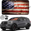 Autoamerics 1-Piece Windshield Sun Shade Grunge American Flag - 2 USA Design - Foldable Car Front Window Sunshade for Most Sedans SUV Truck - Blocks Max UV Rays and Keeps Your Vehicle Cool - Medium — 1