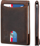 SERMAN BRANDS RFID Blocking Slim Bifold Genuine Leather Minimalist Front Pocket Wallets for Men with Money Clip Thin Mens — 1