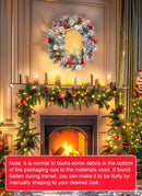 Pre-Lit Artificial Christmas Wreath 24Inch, Christmas Door Decorations Wreath with 50LED Warm Lights, Christmas Balls, Pine Needles, and Red Berries for Front Door Wall Windows X-mas Ornament — 2