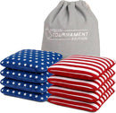 GoSports Dual Sided Cornhole Bean Bags - Slide and Stop Regulation Tournament Bean Bags, Set of 8 | 6" x 6" | Stars and Stripes — 1