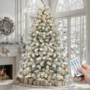 YITAHOME Prelit Snow Flocked Artificial Full Christmas Tree 7.5ft with Remote Control, Christmas Pine Tree with 11 Light-Modes, 1450 Branch Tips and Foldable Base for Home, Party Decoration — 1