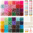 Glass Beads for Jewelry Making, 1300pcs + 8mm 48 Colors Round Crystal Glass Beads Bracelet Making Kit, Bead Starter… — 1