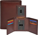 Real Leather Mens Trifold Wallet - RFID Slim Minimalist Front Pocket Gift (Vegetable Tanned Tan)