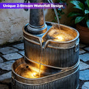 Zamildon's 2-Tier Cascading Water Fountain Indoor Outdoor, 20.5 Inch Height 3…