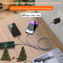 Long Multi Charging Cable 6ft 2Pack,3 in 1 USB Multiple MFi Charger cord 6