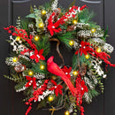 Christmas Wreath with Lights, Soomeir 24 Inch Lighted Christmas Wreaths for Front Door with Pine Needles and Berries, Large Prelit Wreath for Holiday Winter Window Outdoor Indoor Xmas — 1