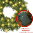 Casafield 24" Pre-Lit Fir Artificial Christmas Wreath Holiday Décor, 50 LED Lights, 200 PVC Tips for Front Door, Window, or Mantel — 3
