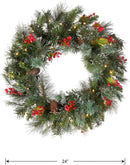 National Tree Company 24in Pre-Lit Wintry Pine Flocked Christmas Wreath — 4