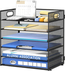 Daltack 6-Tier Paper Organizer for Desk with Handle, Black — 1