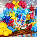 ALL-IN-1 Hedgehog Balloon Arch Kit with BONUS Rings & Starburst Balloons - Red Blue Yellow Balloons Garland for Cartoon Hedgehog Birthday Party Decorations & Party Supplies - Somic Party Decorations S | Red, Blue, Yellow, Light Blue — 6
