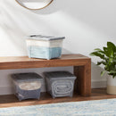 Amazon Basics Plastic Storage Containers with Secure Latching Lids, Stackable Organization Bins, Clear/Grey, 19 Quart, Set of 6 — 7