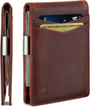 SERMAN BRANDS Money Clip Wallet - Mens Wallets slim Front Pocket RFID Blocking Card Holder Minimalist Mini Bifold (Canyon Red Transformer)