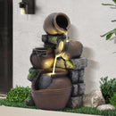 Dephet Outdoor Cascading Rock Water Fountain, 4-Tier Fountain and Waterfall