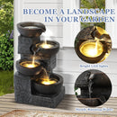 Grepatio 4-Tiers Indoor/Outdoor Garden Water Fountain, 21.9" H Cascading Water…