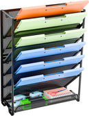 Simple Trending Wall File Organizer, Mesh 7-Tier Vertical Hanging File Holder, Desktop Metal Files Rack for Office and Home, Black — 1