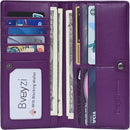 Bveyzi Ultra Slim Thin Leather RFID Blocking Credit Card Holder Bifold Clutch Wallets for Women - Purple - Leather — 2
