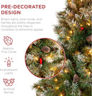 Best Choice Products 6ft Christmas Tree Pre-Lit w/Viral Twinkling Lights, Pre-Decorated Artificial Frosted Pine Holiday Decoration w/ 250 Lights, 818 Frosted Tips, Pine Cones, Berries, Metal Base — 3
