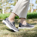 OrthoComfoot Women's Orthopedic Walking Shoes Slip On Loafers: Comfortable Orthotic Shoes with Arch Support for Flat Feet, Casual Plantar Fasciitis Deck Loafers for Heel and Foot Pain Relief - W1-black/Grey — 8