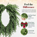 24" Prelit Norfolk Pine Christmas Wreath with 50LED Lights, Heart Shape Wreath for Front Door, Real Touch Cedar Wreath — 3