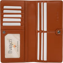 Bveyzi Ultra Slim Thin Leather RFID Blocking Credit Card Holder Bifold Clutch Wallets for Women - Brown - Leather — 1