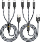 Multi Charging Cable 6FT 2Pack 3 in 1 Long Apple MFi Certified Cable 1