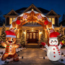 10.5FT Christmas Inflatable Archway, Blow Up Arch with Waving Cute Gingerbread Man with Santa Hat & Scarf and Lovely Snowman Holding Star, Xmas Arch for Yard Lawn Patio Garden Holiday Party Decor — 6