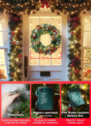 24 Inch Prelit Christmas Wreath for Front Door, Battery Operated LED Christmas Wreath with Pine Needles Branches Hari Leaves Red Berry Pine Cones, Lighted Wreath Wall Windows Decoration — 3
