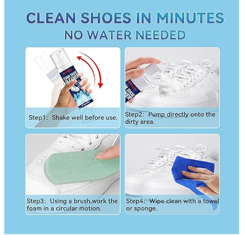 Foam Shoe Cleaner,200ml White Shoe Cleaner Sneakers Kit,Removes Dirt and Stain,Sneaker Cleaner Kit for Tennis,Canvas,Suede Shoe