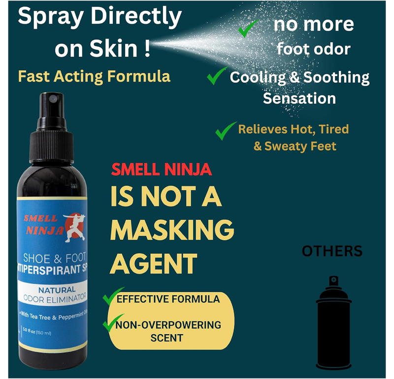 Natural Shoe Deodorizer & Foot Odor Elimination Spray - Shoe Spray for Smelly Shoes - Extra Strength