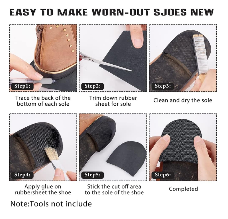 AHANDMAKER Rubber Soling Sheet, Non-Slip Black Shoe Heel Pads, 2.5mm Thick, Repair Replacements for Heel