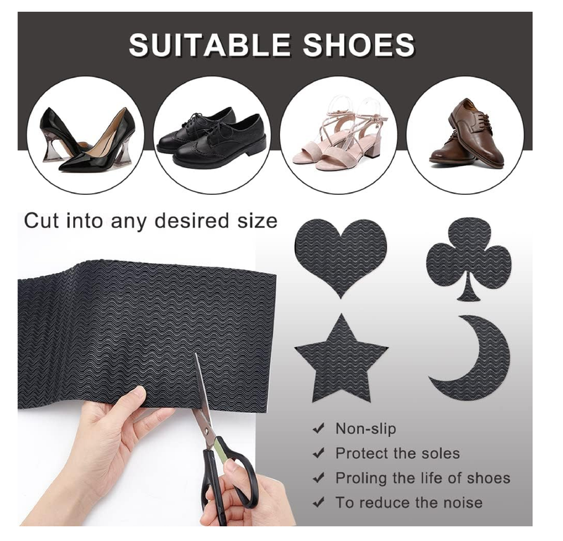 AHANDMAKER Rubber Soling Sheet, Non-Slip Black Shoe Heel Pads, 2.5mm Thick, Repair Replacements for Heel