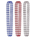 ALVOGIMOR 12 Pcs Independence Day Bead Necklaces Metallic Red Blue Silver Patriotic Star Bead Necklaces for 4th of July Decoration Party Supplies