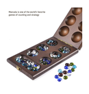 AMEROUS Wooden Mancala Board Game Set with 72+8 Bonus Multi Color Glass Stones Folding Board Mancala Instructions Gift Package Classic Family Board Game for Ages 6 to Adults Tabletop Version