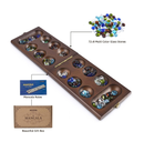 AMEROUS Wooden Mancala Board Game Set with 72+8 Bonus Multi Color Glass Stones Folding Board Mancala Instructions Gift Package Classic Family Board Game for Ages 6 to Adults Tabletop Version