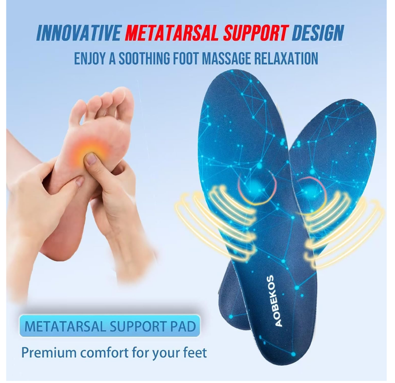 240lbs Plantar Fasciitis Relief Insoles Men Women, Comfort Metatarsal High Arch Support Shoe Inserts,